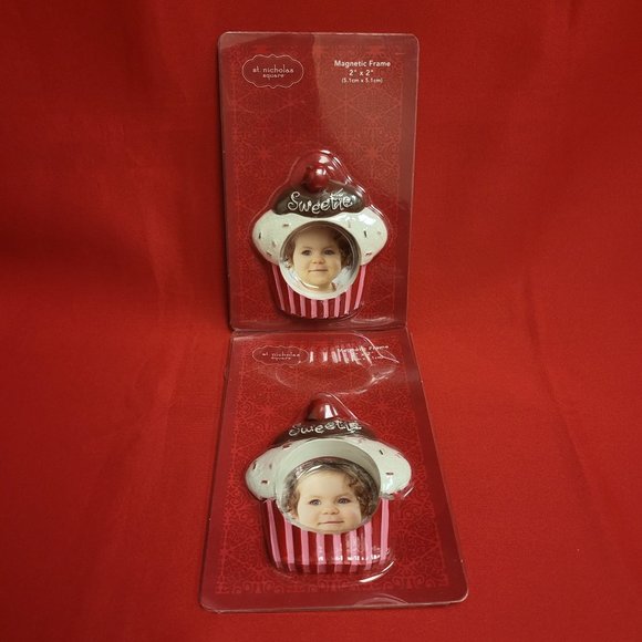 Magnetic Refrigerator Picture Frame Cupcake St Nicholas Square Set of 2 - Picture 9 of 10